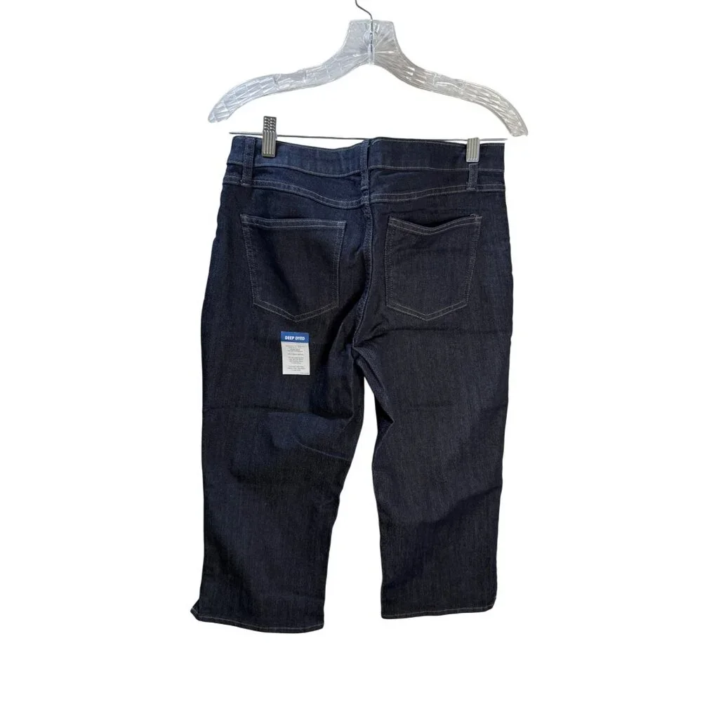 Riders By Lee Womens Mid Rise Capri Jeans Dark Wash Stretch Denim Size 8M‎